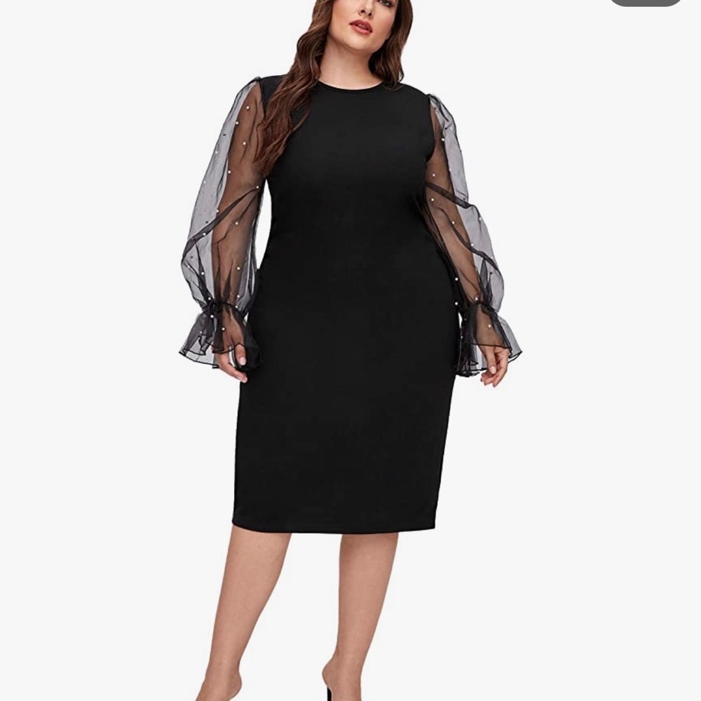 Shein Pearl Sleeve Midi dress